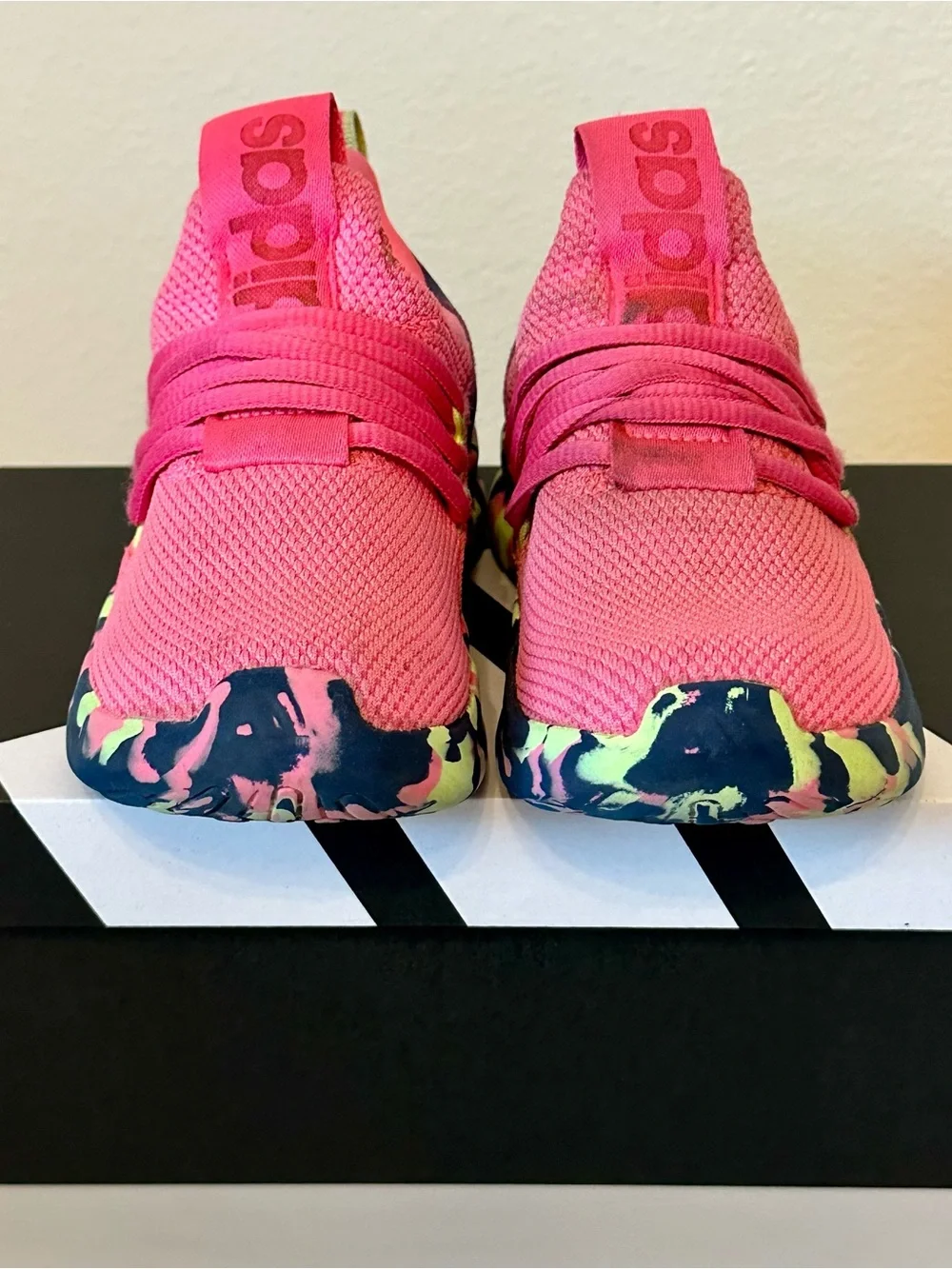 Girls adidas Lite Racer Adapt 7.0 K Slip-On Pink Camo Athletic Shoes Size 11.5k